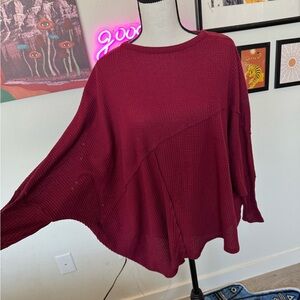 Oversized Burgundy Knit Sweater